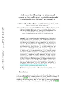 Self-supervised learning via inter-modal reconstruction and feature
  projection networks for label-efficient 3D-to-2D segmentation