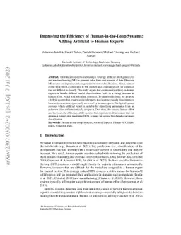 Improving the Efficiency of Human-in-the-Loop Systems: Adding Artificial
  to Human Experts
