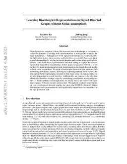 Learning Disentangled Representations in Signed Directed Graphs without
  Social Assumptions