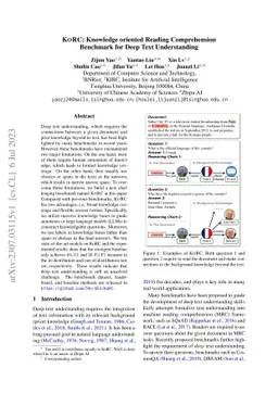 KoRC: Knowledge oriented Reading Comprehension Benchmark for Deep Text
  Understanding