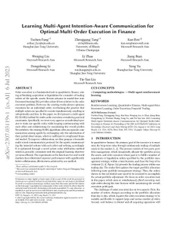 Learning Multi-Agent Intention-Aware Communication for Optimal
  Multi-Order Execution in Finance