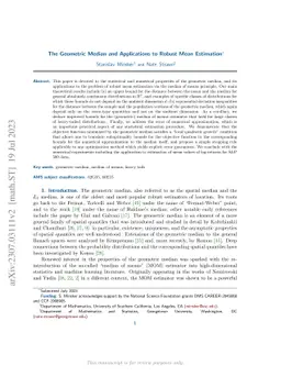 The Geometric Median and Applications to Robust Mean Estimation