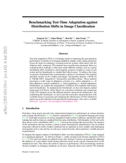 Benchmarking Test-Time Adaptation against Distribution Shifts in Image
  Classification