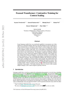 Focused Transformer: Contrastive Training for Context Scaling