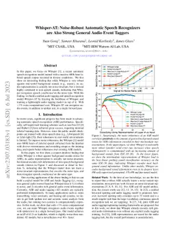 Whisper-AT: Noise-Robust Automatic Speech Recognizers are Also Strong
  General Audio Event Taggers