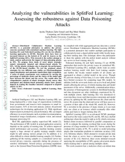 Analyzing the vulnerabilities in SplitFed Learning: Assessing the
  robustness against Data Poisoning Attacks