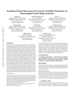 Assisting Clinical Decisions for Scarcely Available Treatment via
  Disentangled Latent Representation