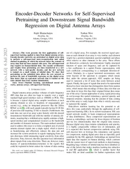 Encoder-Decoder Networks for Self-Supervised Pretraining and Downstream
  Signal Bandwidth Regression on Digital Antenna Arrays