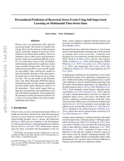 Personalized Prediction of Recurrent Stress Events Using Self-Supervised
  Learning on Multimodal Time-Series Data