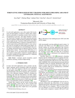 Token-Level Serialized Output Training for Joint Streaming ASR and ST
  Leveraging Textual Alignments