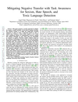 Mitigating Negative Transfer with Task Awareness for Sexism, Hate
  Speech, and Toxic Language Detection