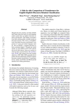 A Side-by-side Comparison of Transformers for English Implicit Discourse
  Relation Classification