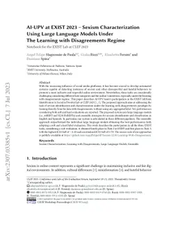 AI-UPV at EXIST 2023 -- Sexism Characterization Using Large Language
  Models Under The Learning with Disagreements Regime