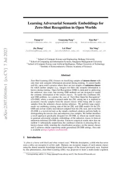 Learning Adversarial Semantic Embeddings for Zero-Shot Recognition in
  Open Worlds