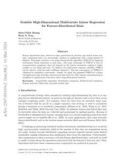 Scalable High-Dimensional Multivariate Linear Regression for
  Feature-Distributed Data