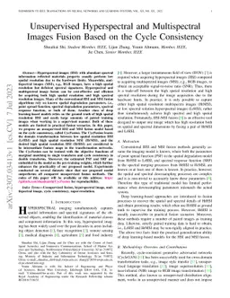 Unsupervised Hyperspectral and Multispectral Images Fusion Based on the
  Cycle Consistency