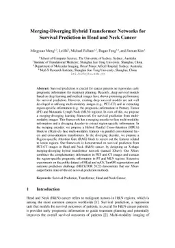 Merging-Diverging Hybrid Transformer Networks for Survival Prediction in
  Head and Neck Cancer