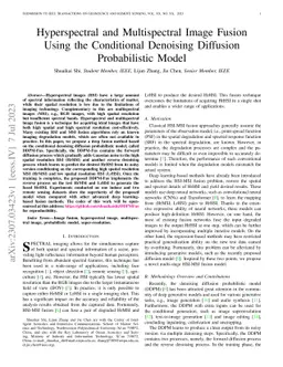 Hyperspectral and Multispectral Image Fusion Using the Conditional
  Denoising Diffusion Probabilistic Model