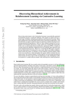 Discovering Hierarchical Achievements in Reinforcement Learning via
  Contrastive Learning
