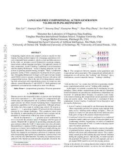 Language-free Compositional Action Generation via Decoupling Refinement