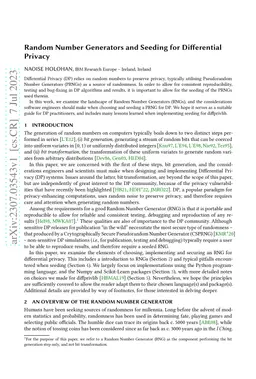 Random Number Generators and Seeding for Differential Privacy