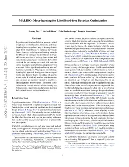 MALIBO: Meta-learning for Likelihood-free Bayesian Optimization