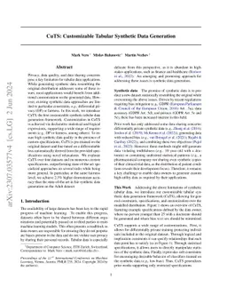 CuTS: Customizable Tabular Synthetic Data Generation