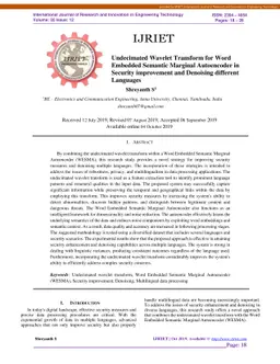 Undecimated Wavelet Transform for Word Embedded Semantic Marginal
  Autoencoder in Security improvement and Denoising different Languages