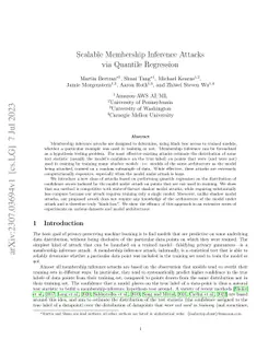 Scalable Membership Inference Attacks via Quantile Regression