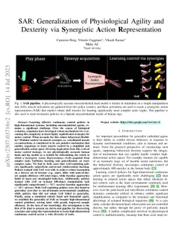 SAR: Generalization of Physiological Agility and Dexterity via
  Synergistic Action Representation