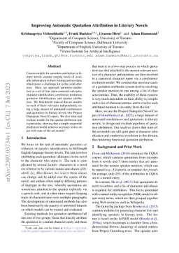 Improving Automatic Quotation Attribution in Literary Novels