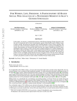 For Women, Life, Freedom: A Participatory AI-Based Social Web Analysis
  of a Watershed Moment in Iran's Gender Struggles
