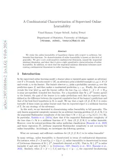 A Combinatorial Characterization of Supervised Online Learnability