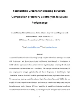 Formulation Graphs for Mapping Structure-Composition of Battery
  Electrolytes to Device Performance