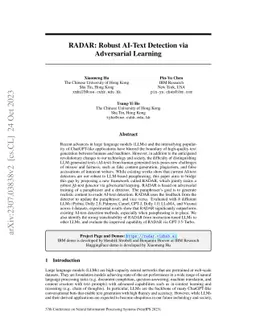 RADAR: Robust AI-Text Detection via Adversarial Learning