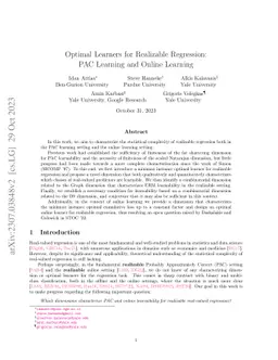 Optimal Learners for Realizable Regression: PAC Learning and Online
  Learning