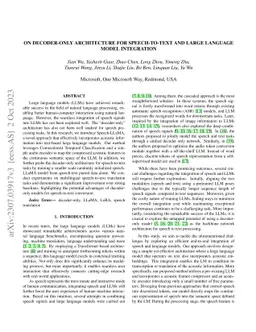 On decoder-only architecture for speech-to-text and large language model
  integration