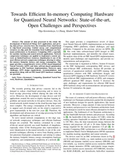 Towards Efficient In-memory Computing Hardware for Quantized Neural
  Networks: State-of-the-art, Open Challenges and Perspectives