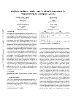 Multi-Intent Detection in User Provided Annotations for Programming by
  Examples Systems