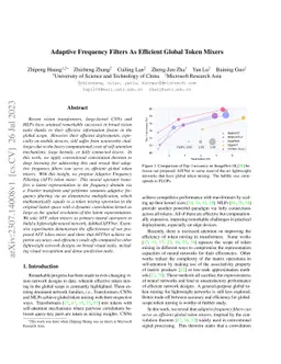 Adaptive Frequency Filters As Efficient Global Token Mixers