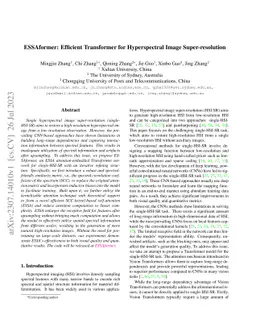 ESSAformer: Efficient Transformer for Hyperspectral Image
  Super-resolution