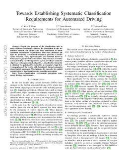 Towards Establishing Systematic Classification Requirements for
  Automated Driving