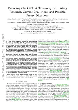 Decoding ChatGPT: A Taxonomy of Existing Research, Current Challenges,
  and Possible Future Directions