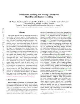 Multi-modal Learning with Missing Modality via Shared-Specific Feature
  Modelling