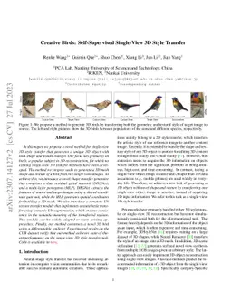 Creative Birds: Self-Supervised Single-View 3D Style Transfer