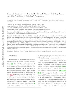 Computational Approaches for Traditional Chinese Painting: From the "Six
  Principles of Painting" Perspective