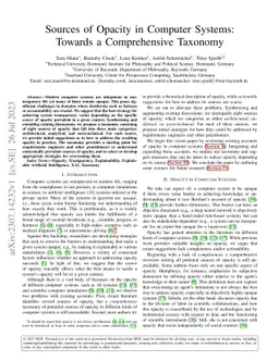 Sources of Opacity in Computer Systems: Towards a Comprehensive Taxonomy