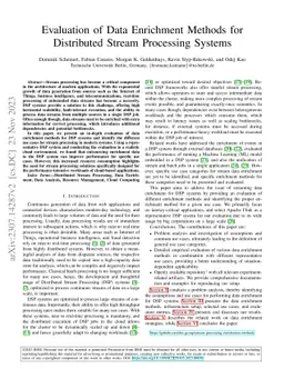 Evaluation of Data Enrichment Methods for Distributed Stream Processing
  Systems