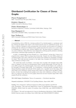 Distributed Certification for Classes of Dense Graphs