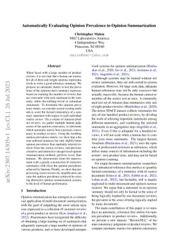 Automatically Evaluating Opinion Prevalence in Opinion Summarization